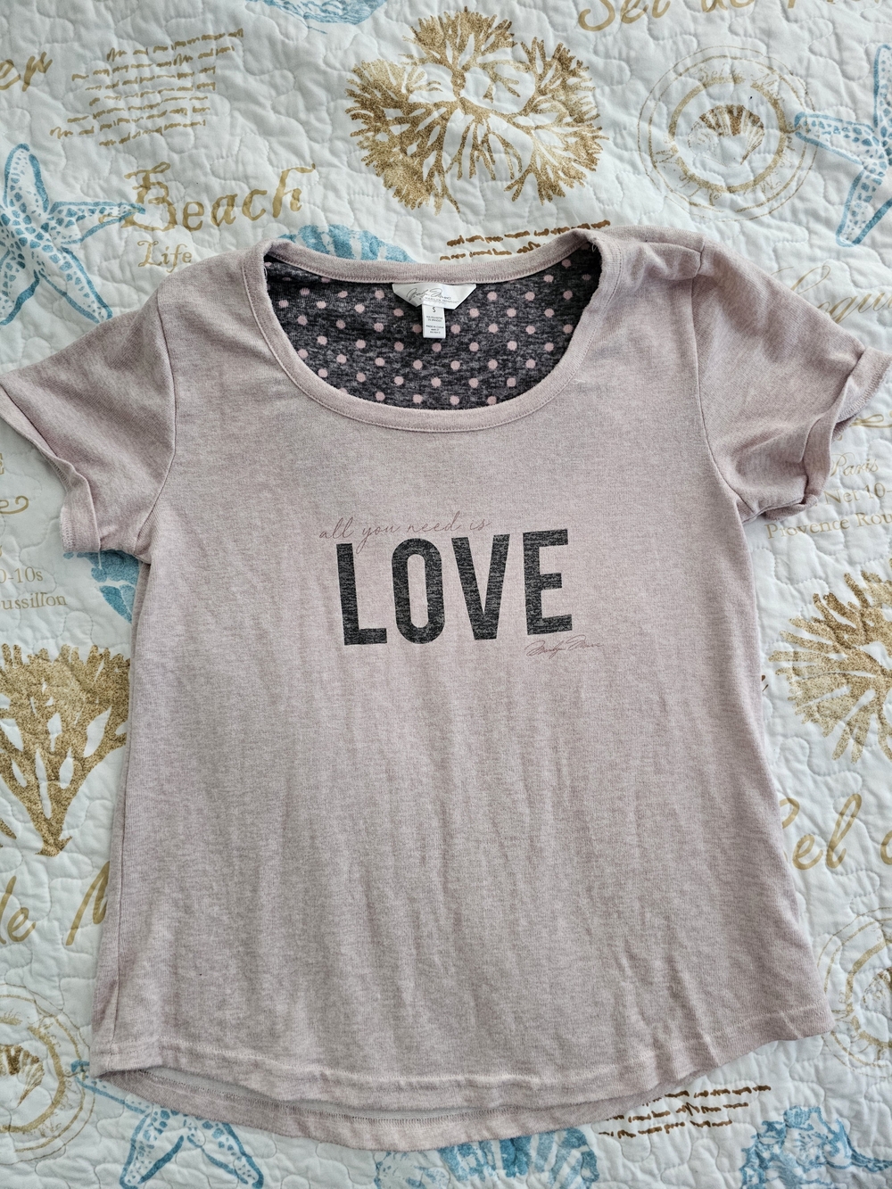 Marilyn Monroe Gray Knit Tee with Pink Polka Dots